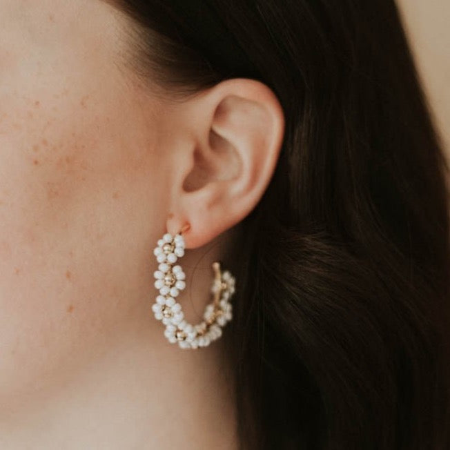 Daisy Hoop Earrings - AMBEROSE JEWELRY