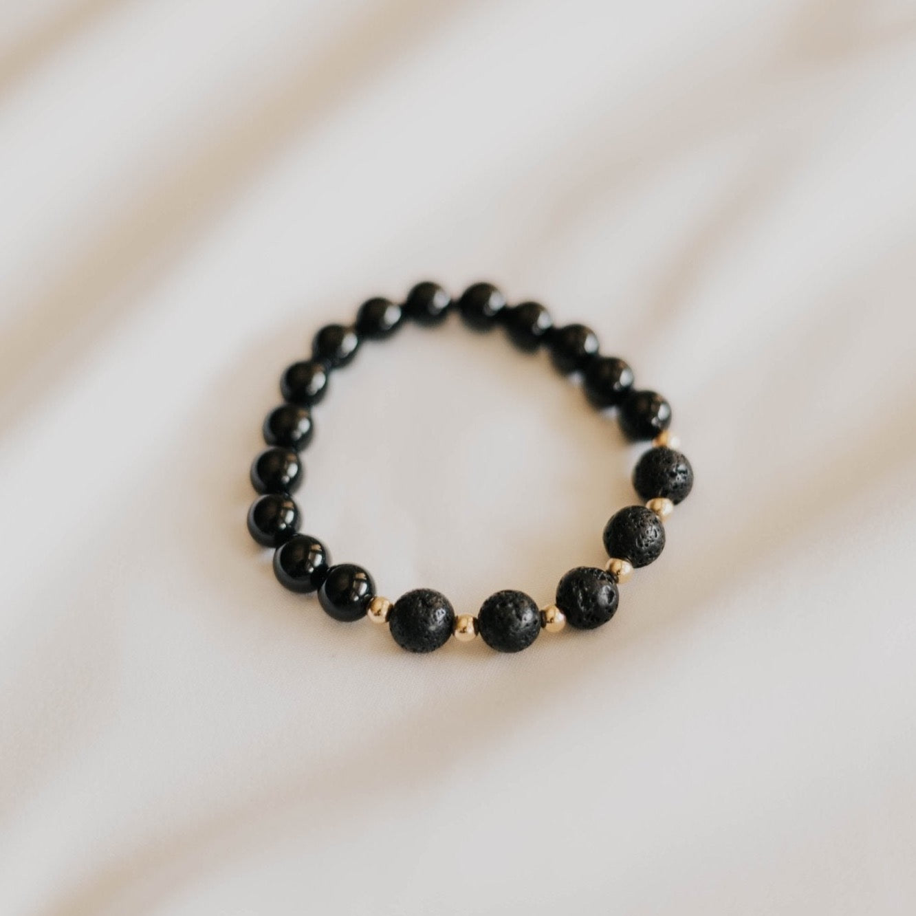 Lava + Onyx Bracelet - AMBEROSE JEWELRY