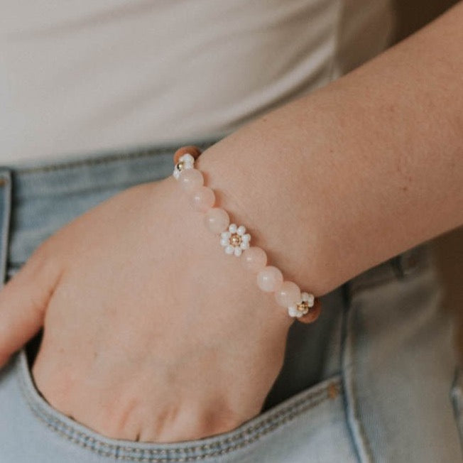 Rose Quartz Amber Bracelet - AMBEROSE JEWELRY